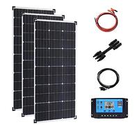 PLSZLL Pannello Solare monocristallino da 400 W, Kit Sistema Solare da 800 W e 18 V, modulo fotovoltaico, Batteria, Controller da 20 A, connettore fotovoltaico per casa, roulotte, Barca., Tre