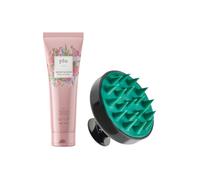 plu - Body Scrub Pink Floral - 200g (1ea) & Theraphy Scalp Scaling Scrub Brush - 1pcs Set