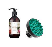 plu - Theraphy Scalp Scaling Scrub Brush - 1pc & Perfumed Spa Scrub Body Wash - 500g - Damask Rose (1ea) Set