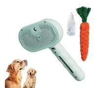 Plufura Dog Brush, 3-In-1 Pet Spray Hair Removal Comb, Upgraded with One-Click Release Button and Cleaning Spray, Soothing Massage, Removes Loose Hair for Dogs & Cats (Green)