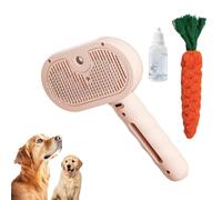 Plufura Dog Brush, 3-In-1 Pet Spray Hair Removal Comb, Upgraded with One-Click Release Button and Cleaning Spray, Soothing Massage, Removes Loose Hair for Dogs & Cats (Pink)