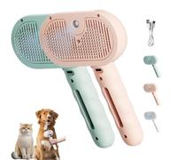 Plufura Dog Brush, 3 In 1 Upgraded Plufura Steam Dog Brush, 210 Soft Round Head Massage Teeth, With Water Tank And Release Button For Shedding Matted Hair (Pink+Green)