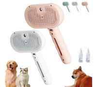 Plufura Dog Brush, Self-Cleaning Pet Grooming Brush with Spray, Pet Hair Remover with One-Click Release Button, for Shedding and Matted Fur (2pcs-E)