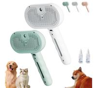 Plufura Dog Brush, Self-Cleaning Pet Grooming Brush with Spray, Pet Hair Remover with One-Click Release Button, for Shedding and Matted Fur (2pcs-B)