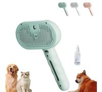 Plufura Dog Brush, Self-Cleaning Pet Grooming Brush with Spray, Pet Hair Remover with One-Click Release Button, for Shedding and Matted Fur (Green)