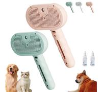 Plufura Dog Brush, Self-Cleaning Pet Grooming Brush with Spray, Pet Hair Remover with One-Click Release Button, for Shedding and Matted Fur (2pcs-C)