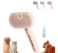 Plufura Dog Brush, Self-Cleaning Pet Grooming Brush with Spray, Pet Hair Remover with One-Click Release Button, for Shedding and Matted Fur (Pink)