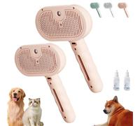Plufura Dog Brush, Self-Cleaning Pet Grooming Brush with Spray, Pet Hair Remover with One-Click Release Button, for Shedding and Matted Fur (2pcs-F)