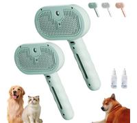 Plufura Dog Brush, Self-Cleaning Pet Grooming Brush with Spray, Pet Hair Remover with One-Click Release Button, for Shedding and Matted Fur (2pcs-A)