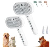 Plufura Dog Brush, Self-Cleaning Pet Grooming Brush with Spray, Pet Hair Remover with One-Click Release Button, for Shedding and Matted Fur (2pcs-D)
