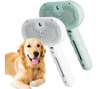 Plufura Spazzola per cani, Sniffyuniverse Steam Dog Brush Cat Washer Grooming Shampoo Steamer, Pet 3 in 1 Spray Hair Removal Comb con serbatoio dell'acqua e pulsante di rilascio (bianco + verde)