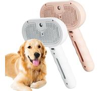 Plufura Spazzola per cani, Sniffyuniverse Steam Dog Brush Cat Washer Grooming Shampoo Steamer, Pet 3 in 1 Spray Hair Removal Comb con serbatoio dell'acqua e pulsante di rilascio (bianco + rosa)
