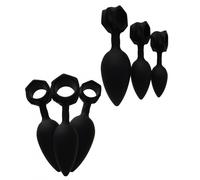 Plug anal in silicone kit dilatatore mini medio maxi black butt set dildo liscio