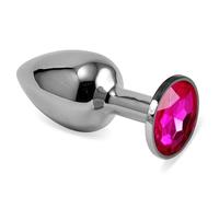 PLUG ANAL PLATEADO ROSEBUD CLASSIC CON JOYA FUCHSIA TALLA S