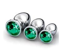 Plug anale 1pc 3 dimensioni plug anale rotondo in acciaio inossidabile buttplug in cristallo plug anale rimovibile giocattoli anali massaggiatore dildo (1PC verde)