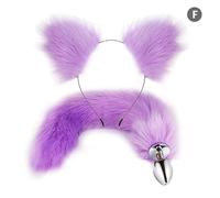 Plug anale 2 pezzi/set Butt Plug in metallo Coda Set con kit forcina Per Coppia Cosplay Buttplug anale Coda Massaggiatore prostatico Butt Plug(F)