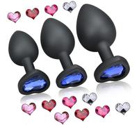 Plug anale 3 pezzi, plug anale in silicone con gemme sostituibili, piccolo+medio+grande Giocattolo sessuale anale per principianti, giocattolo sessuale BDSM per coppie Sesso estremo