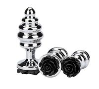Plug anale 3 pezzi/set filo in lega di alluminio metallo plug anale fiore butt plug prostata coppia giocattoli adulti del sesso