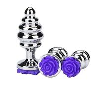 Plug anale 3 pezzi/set filo in lega di alluminio metallo plug anale fiore butt plug prostata coppia giocattoli adulti del sesso