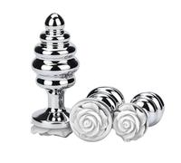 Plug anale 3 pezzi/set filo in lega di alluminio metallo plug anale fiore butt plug prostata coppia giocattoli adulti del sesso