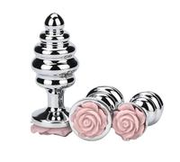 Plug anale 3 pezzi/set filo in lega di alluminio metallo plug anale fiore butt plug prostata coppia giocattoli adulti del sesso