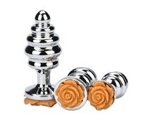 Plug anale 3 pezzi/set filo in lega di alluminio metallo plug anale fiore butt plug prostata coppia giocattoli adulti del sesso