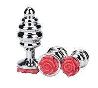Plug anale 3 pezzi/set filo in lega di alluminio metallo plug anale fiore butt plug prostata coppia giocattoli adulti del sesso