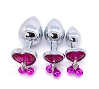 Plug anale 3 pezzi/set Plug anale in metallo Campane a forma di cuore Butt Plug Coppia Dispositivo di masturbazione gay Gioco per adulti Giocattoli del sesso Masturbatore Macchina del sesso