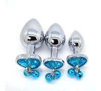 Plug anale 3 pezzi/set Plug anale in metallo Campane a forma di cuore Butt Plug Coppia Dispositivo di masturbazione gay Gioco per adulti Giocattoli del sesso Masturbatore Macchina del sesso