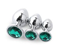 Plug anale 3 pezzi/set rotondi in metallo butt plug tappi anali tappo 3 diverse dimensioni giocattoli per adulti anali Per coppie (verde - 3 pezzi)