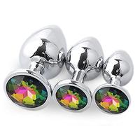 Plug anale 3 pezzi/set rotondi in metallo butt plug tappi anali tappo 3 diverse dimensioni giocattoli per adulti anali Per coppie (arcobaleno - 3 pezzi)