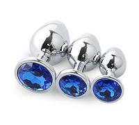 Plug anale 3 pezzi/set rotondi in metallo butt plug tappi anali tappo 3 diverse dimensioni giocattoli per adulti anali Per coppie (blu - 3 pezzi)