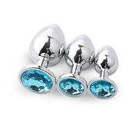 Plug anale 3 Pz/set Metallo Plug Anale Butt Plug Giocattoli Del Sesso Butt Toys Adulti Gioco Masturbatore Anale S/M/L Sex Shop (azzurro)