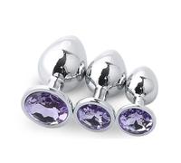 Plug anale 3 Pz/set Metallo Plug Anale Butt Plug Giocattoli Del Sesso Butt Toys Adulti Gioco Masturbatore Anale S/M/L Sex Shop (viola chiaro)
