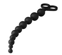 Plug anale 34 cm di silicone lungo piccole perline anali palle butt plug dildo anale massaggiatore prostatico giocattoli principiante gay/coppia (Nero, Federazione Russa)