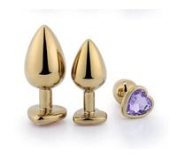 Plug anale 3PCS Anal Plug Set Pulizia Giocattolo dell'ano Sesso Cuore Giocattoli sexy Gioco per adulti Ano Masturbatore Anale Butt Plug Coppia (Viola chiaro)