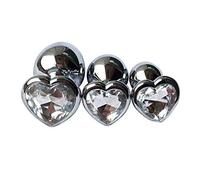 Plug anale 3Pcs Giocattoli di testa in metallo Kit di plug anale a forma di cuore SM Plug anali gay per adulti Regali sessuali Cose Principianti Coppie(9)