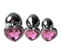 Plug anale 3Pcs Giocattoli di testa in metallo Kit di plug anale a forma di cuore SM Plug anali gay per adulti Regali sessuali Cose Principianti Coppie(1)