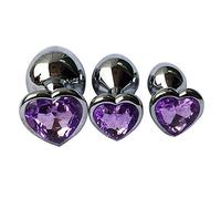 Plug anale 3Pcs Giocattoli di testa in metallo Kit di plug anale a forma di cuore SM Plug anali gay per adulti Regali sessuali Cose Principianti Coppie(5)
