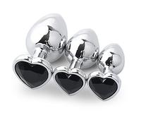 Plug anale 3Pcs Plug anale in acciaio buttplug dildo di cristallo Butt plug rimovibile Stimolatore Plug anale sex toys giocattolo anale (nero)