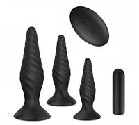Plug anale 3Pcs Plug anale vibrante Set Plug anale Kit di allenamento Telecomando 9 modalità di vibrazione Giocattoli del sesso anale con base a tazza