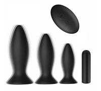 Plug anale 3Pcs Plug anale vibrante Set Plug anale Kit di allenamento Telecomando 9 modalità di vibrazione Giocattoli del sesso anale con base a tazza