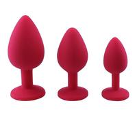 Plug anale 3pecs Safe Butt Plug in silicone con gioielli in cristallo Plug anale Plug Sex Toys Anale Gay prostata (rosso)