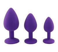 Plug anale 3pecs Safe Butt Plug in silicone con gioielli in cristallo Plug anale Plug Sex Toys Anale Gay prostata (viola)