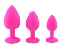 Plug anale 3pecs Safe Butt Plug in silicone con gioielli in cristallo Plug anale Plug Sex Toys Anale Gay prostata (rosa)