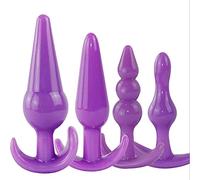 Plug anale 4pcs AD Inserisci Butt Plug Giocattolo Adulto Soft-Silicone Sesso anale Dildo finto Giocattoli Anale Multi-size Soft Crystal Butt Giocattolo per adulti(Viola)