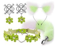 Plug anale 4pcs carino coda anale plug orecchie di gatto fasce set collo collare morsetti per capezzoli cosplay giocattoli erotici del sesso per coppie maschili femminili