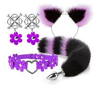 Plug anale 4pcs carino coda anale plug orecchie di gatto fasce set collo collare morsetti per capezzoli cosplay giocattoli erotici del sesso per coppie maschili femminili
