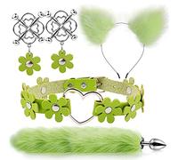 Plug anale 4pcs carino coda anale plug orecchie di gatto fasce set collo collare morsetti per capezzoli cosplay giocattoli erotici del sesso per coppie maschili femminili