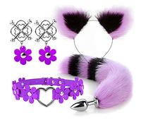 Plug anale 4pcs carino coda anale plug orecchie di gatto fasce set collo collare morsetti per capezzoli cosplay giocattoli erotici del sesso per coppie maschili femminili